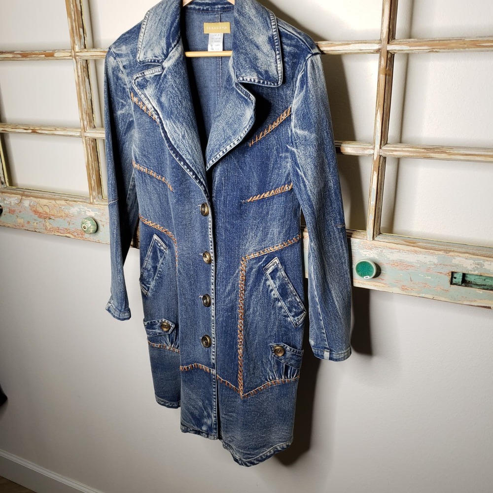 Seandara Vintage Denim medium wash with pockets long jacket size medium - Picture 5 of 12